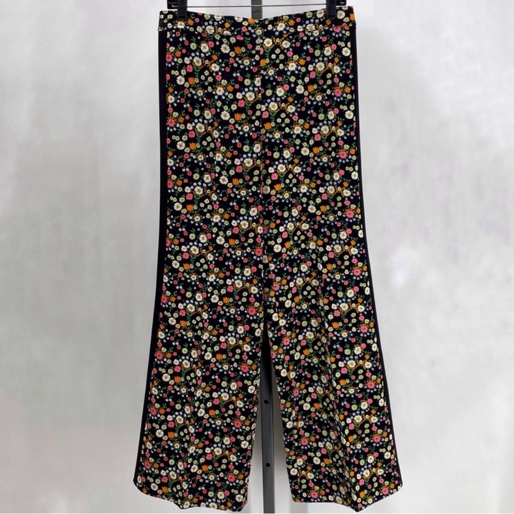 Tory Burch Wide Leg Pants Black/Floral Print Size 2 - Picture 3 of 10